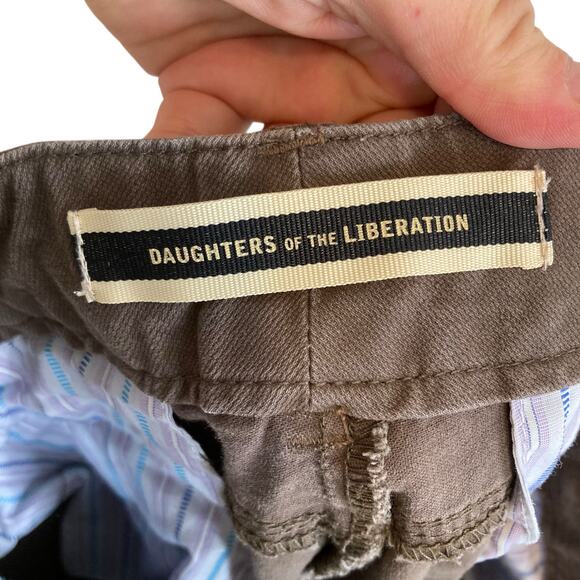 Anthropologie Daughters of Liberation Brown Zip Ankle Straight Cargo Pants Sz 34 - Picture 7 of 16